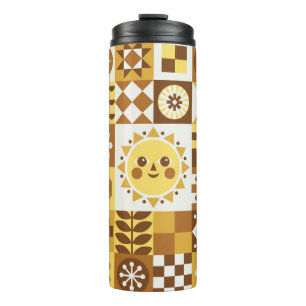 Abstract floral. Vintage Scandinavian and folk des Thermal Tumbler