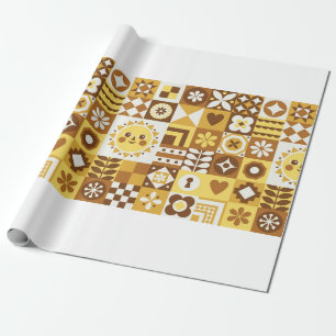 Abstract floral. Vintage Scandinavian and folk des Wrapping Paper