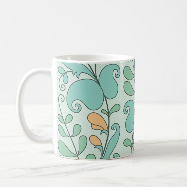 Abstract Floral: Vintage Seamless Pattern Coffee Mug (Left)