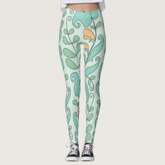 Abstract Floral: Vintage Seamless Pattern Leggings
