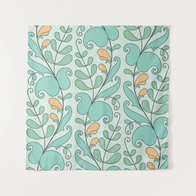 Abstract Floral: Vintage Seamless Pattern Tapestry (Front)