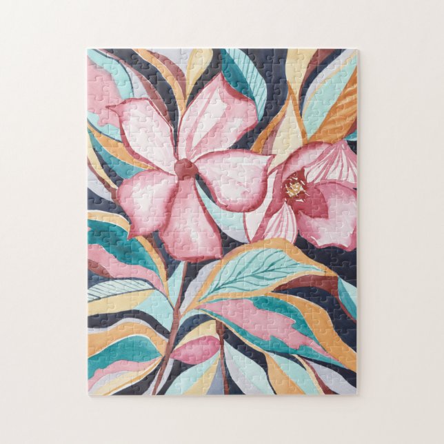 Abstract Floral Watercolor Art Jigsaw Puzzle (Vertical)