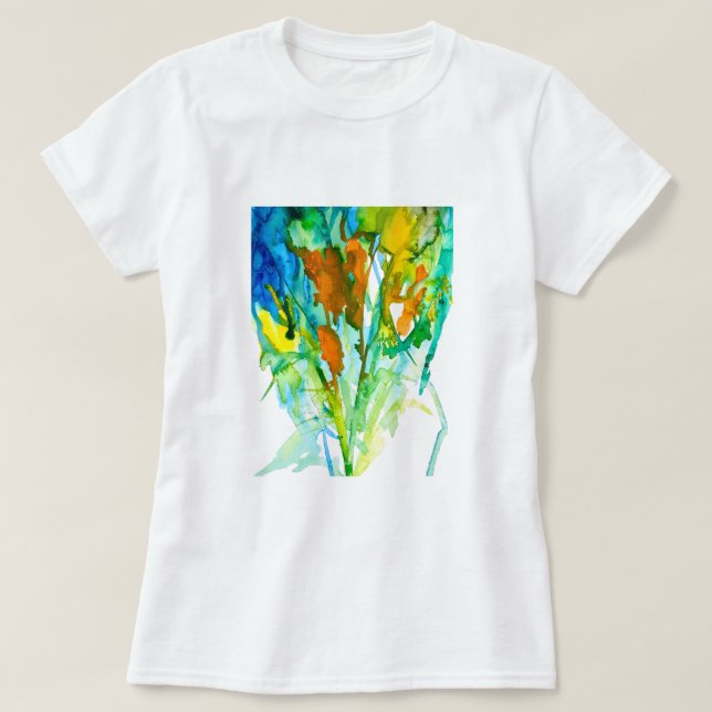 Abstract floral watercolor art T-Shirt (Design Front)