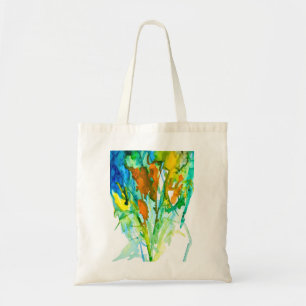 Abstract floral watercolor art tote bag