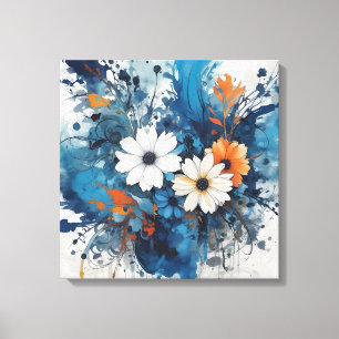 Abstract Floral Watercolor Burst  Canvas Print