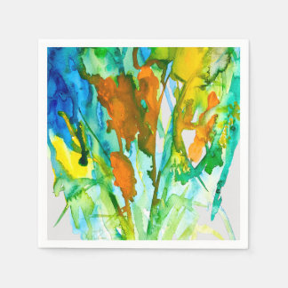 Abstract floral watercolor flowers napkin