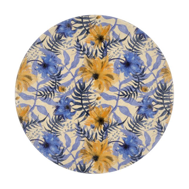 Abstract Floral: Watercolor Modern Pattern Cutting Board (Front)