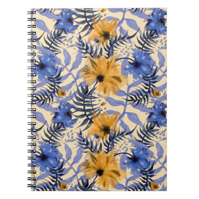 Abstract Floral: Watercolor Modern Pattern Notebook (Front)