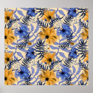 Abstract Floral: Watercolor Modern Pattern Poster