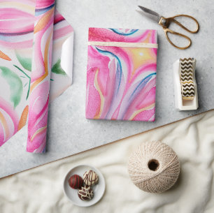 Abstract Floral Watercolor Painting Wrapping Paper