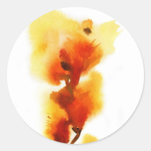Abstract floral watercolor paintings 2 classic round sticker