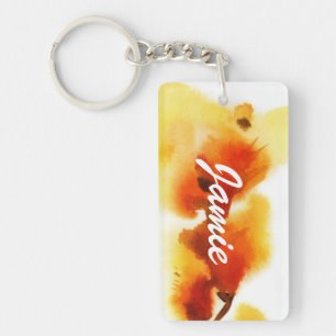 Abstract floral watercolor paintings 2 key ring