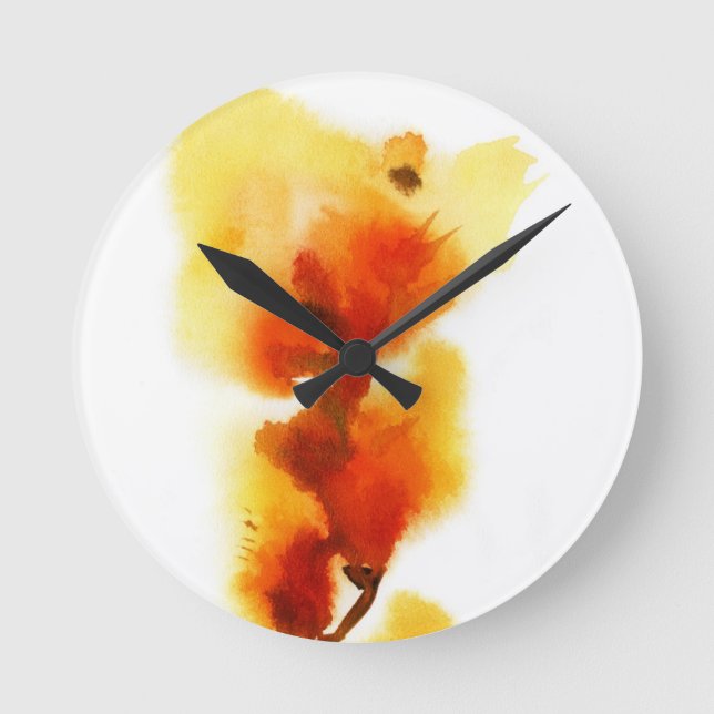 Abstract floral watercolor paintings 2 round clock (Front)