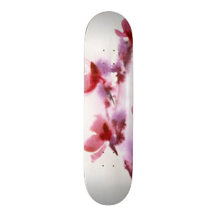 Abstract floral watercolor paintings 3 skateboard