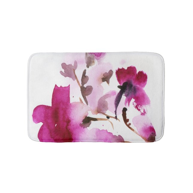 Abstract floral watercolor paintings 4 bath mat (Front)