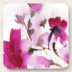 Abstract floral watercolor paintings 4 coaster