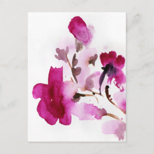 Abstract floral watercolor paintings 4 postcard