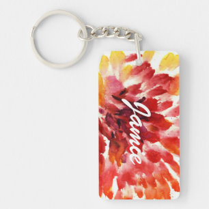Abstract floral watercolor paintings 5 key ring