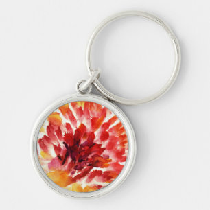 Abstract floral watercolor paintings 5 key ring