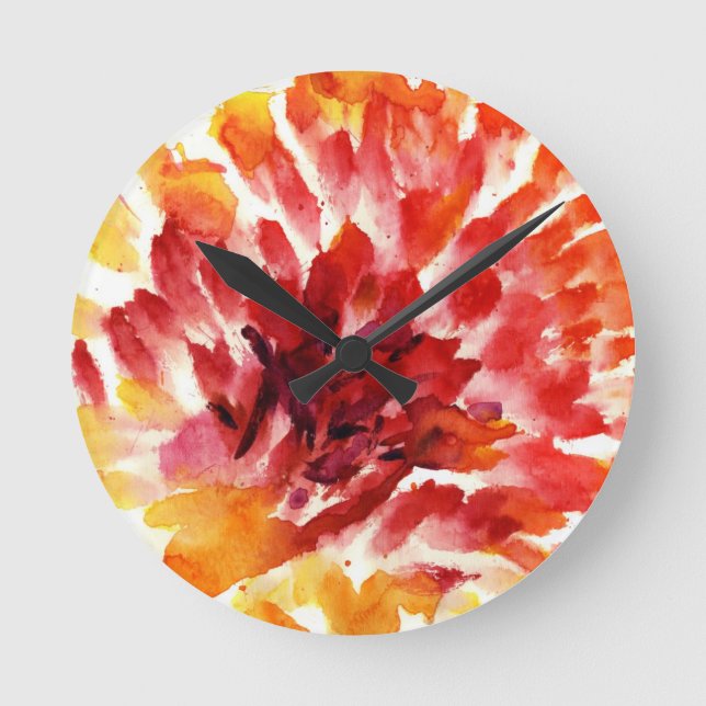 Abstract floral watercolor paintings 5 round clock (Front)