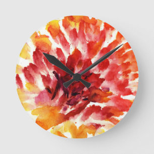 Abstract floral watercolor paintings 5 round clock