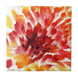 Abstract floral watercolor paintings 5 tile