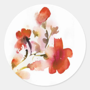 Abstract floral watercolor paintings classic round sticker