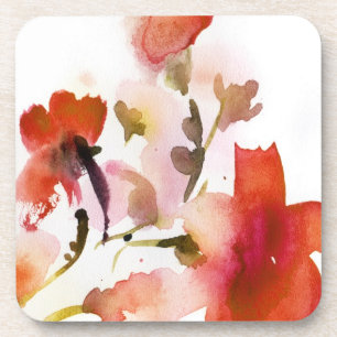 Abstract floral watercolor paintings coaster