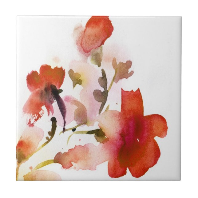 Abstract floral watercolor paintings tile (Front)