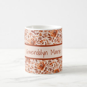 Abstract Floral Watercolor Pattern Autumn Colors Coffee Mug