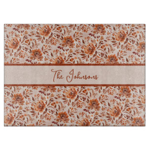 Abstract Floral Watercolor Pattern Autumn Colors Cutting Board