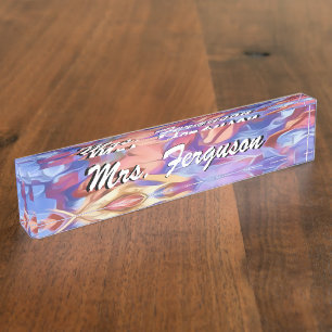 Abstract Floral Watercolor Personalised Nameplate