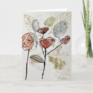 Abstract Floral Watercolordoodle Card