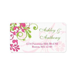 Abstract Floral Wedding Address Mailing Label