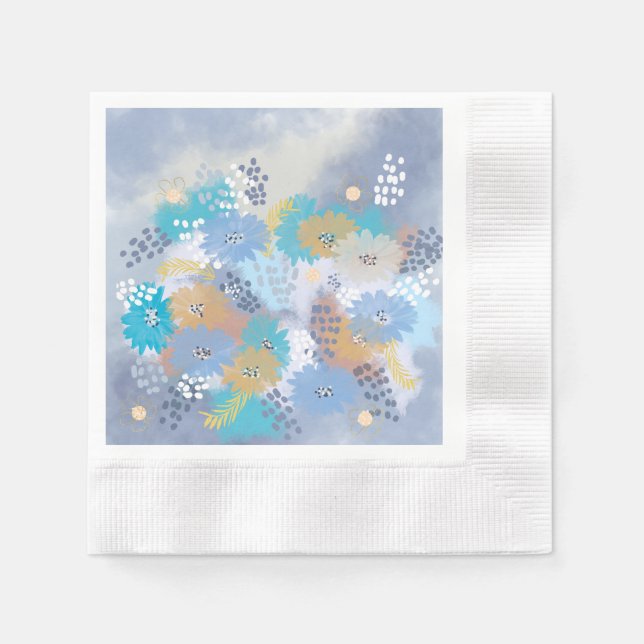 Abstract floral wedding napkin (Front)
