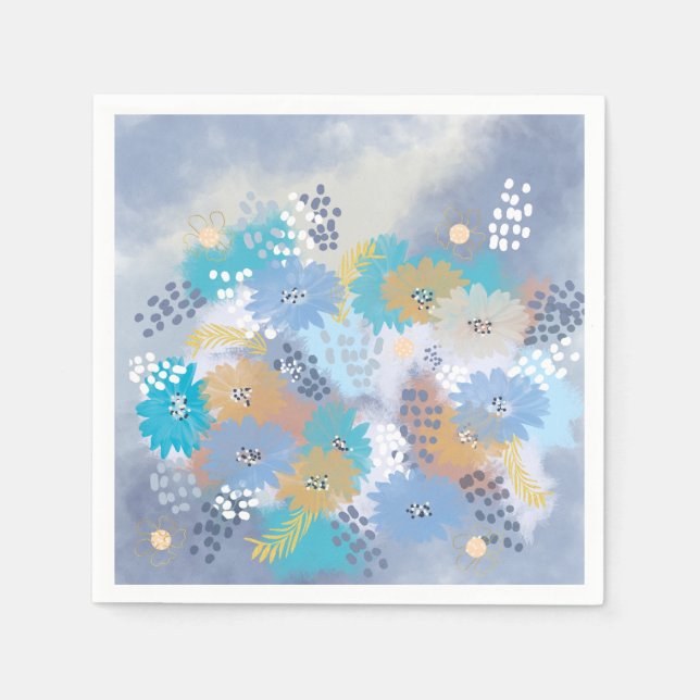 Abstract floral wedding napkin (Front)