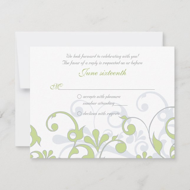 Abstract Floral Wedding Response Card (Front)