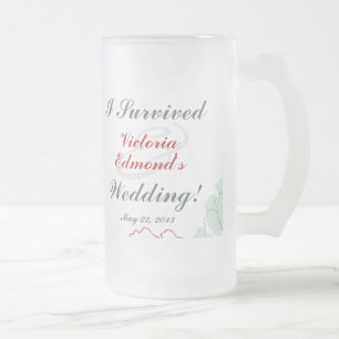 Abstract Floral Wedding Souvenir Frosted Glass Beer Mug