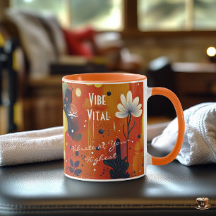Abstract floral wellness art in warm earthy tones  mug