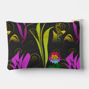 Abstract Floral with Spirals 1 Accessory Pouch