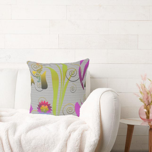Abstract Floral with Spirals 2 Cushion (Couch)