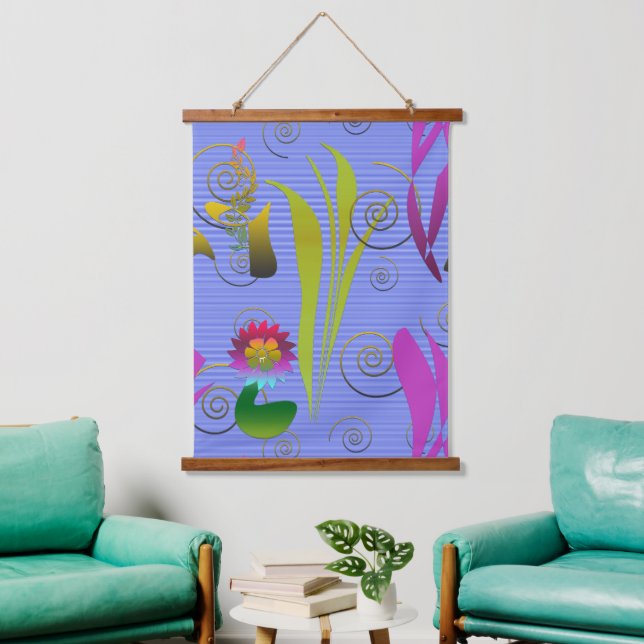 Abstract Floral with Spirals 5 Hanging Tapestry (Living Room)