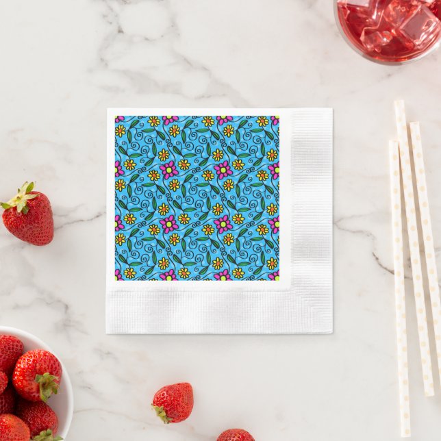 Abstract Floral Wrapping Paper Napkin (Insitu)