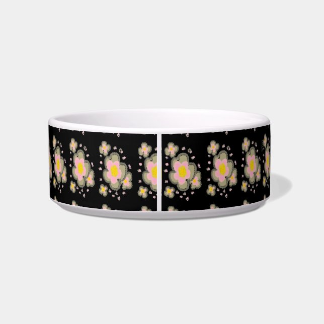 Abstract Florals Collage (pink/black) Bowl (Back)