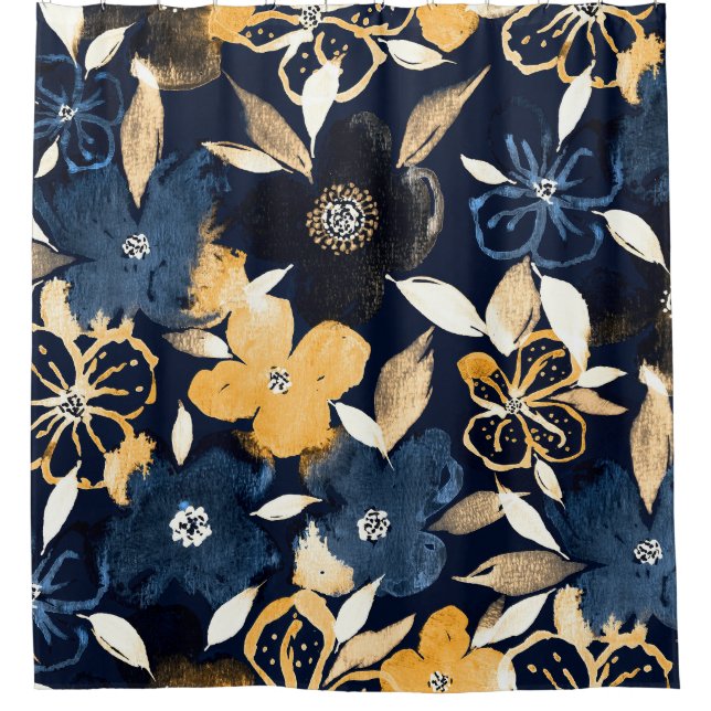 Abstract Florals: Watercolor Repeating Pattern Shower Curtain (Front)