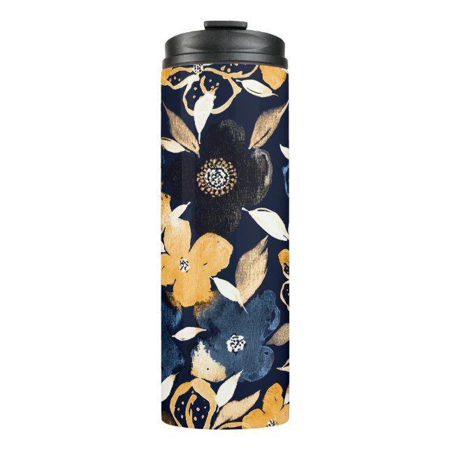Abstract Florals: Watercolor Repeating Pattern Thermal Tumbler (Front)