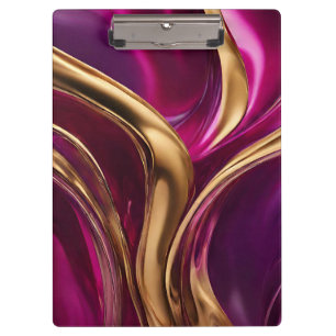 Abstract Flow Art- Fuchsia Purple and Gold- Clipboard