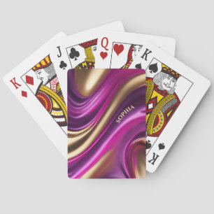 Abstract Flow Art-Purple Pink and Gold- Playing Cards
