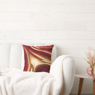 Abstract-Flow Art-Red and Gold-Christmas Home- Cushion