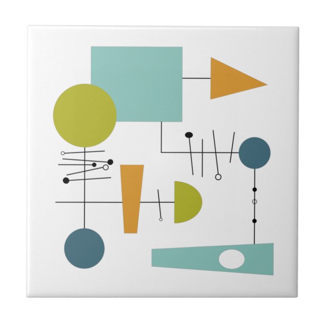 Abstract Flow Chart Geometric Mid Century Tile (Front)